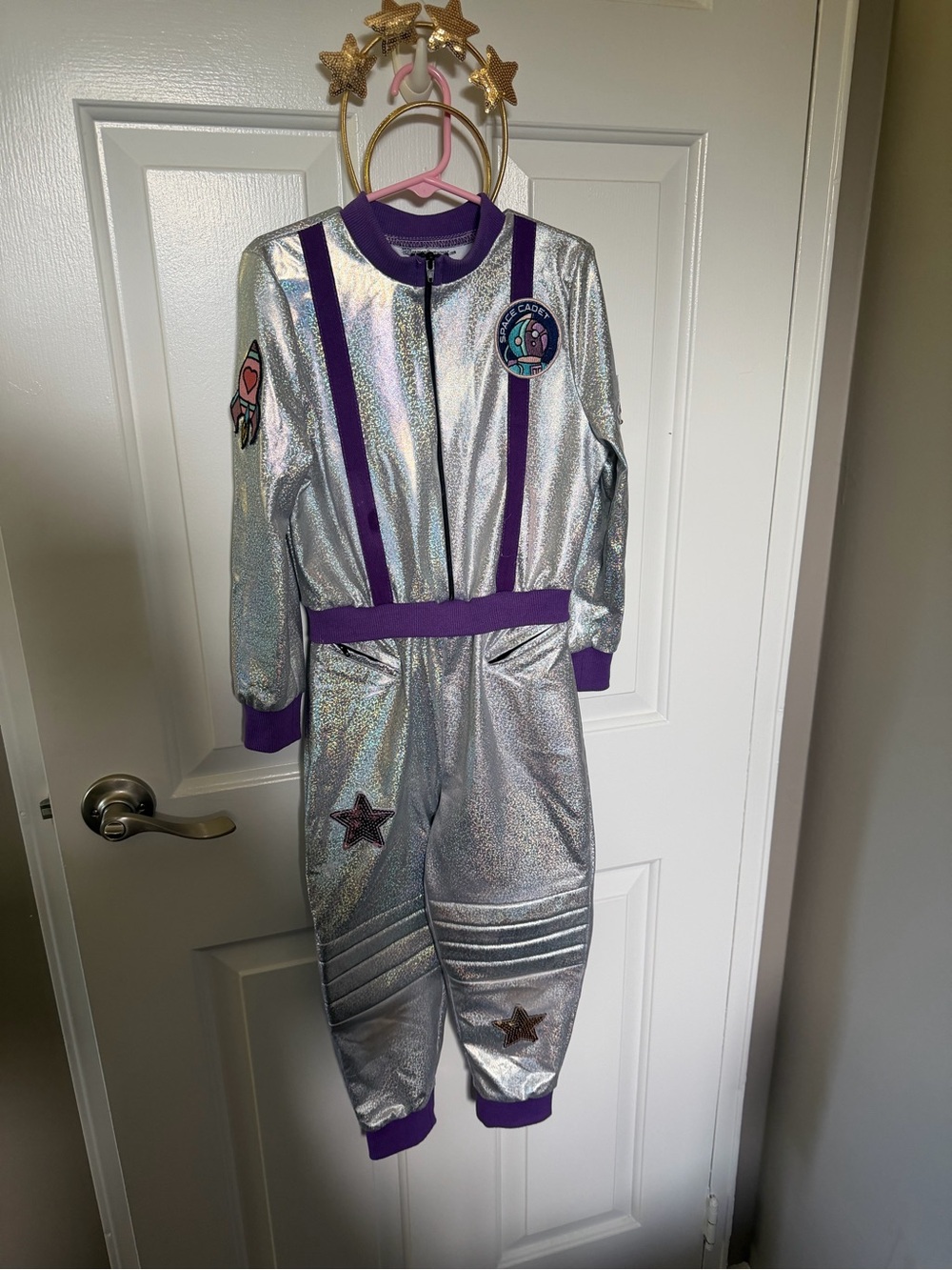 Kids Silver and Purple Space Jumpsuit Costume